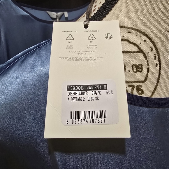 Frette Cascade Lounge Collection 2025- NWT Nightgown Blue Silk- Cotton - Picture 9 of 15